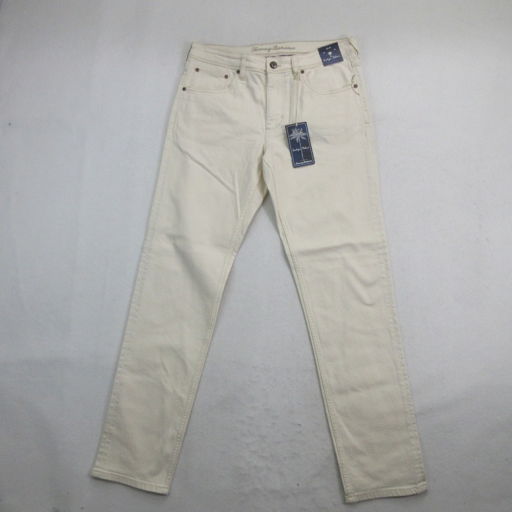 Tommy Bahama Mens Jeans 32x32 Morro Bay Indigo Palms Straight Natural Cream New